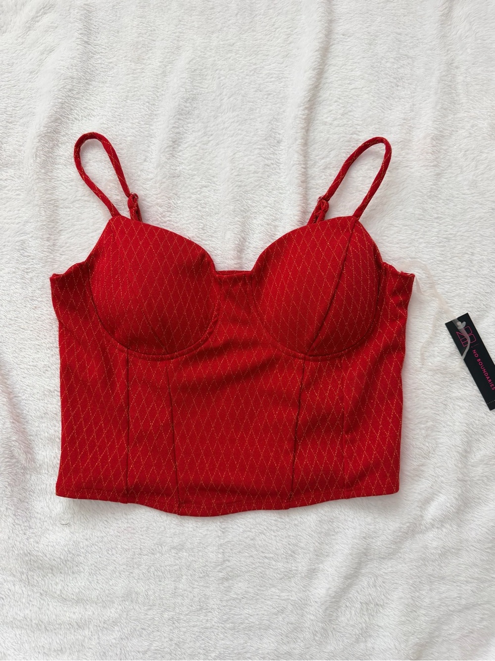 Women's Red Diamond-Print Bustier Cami